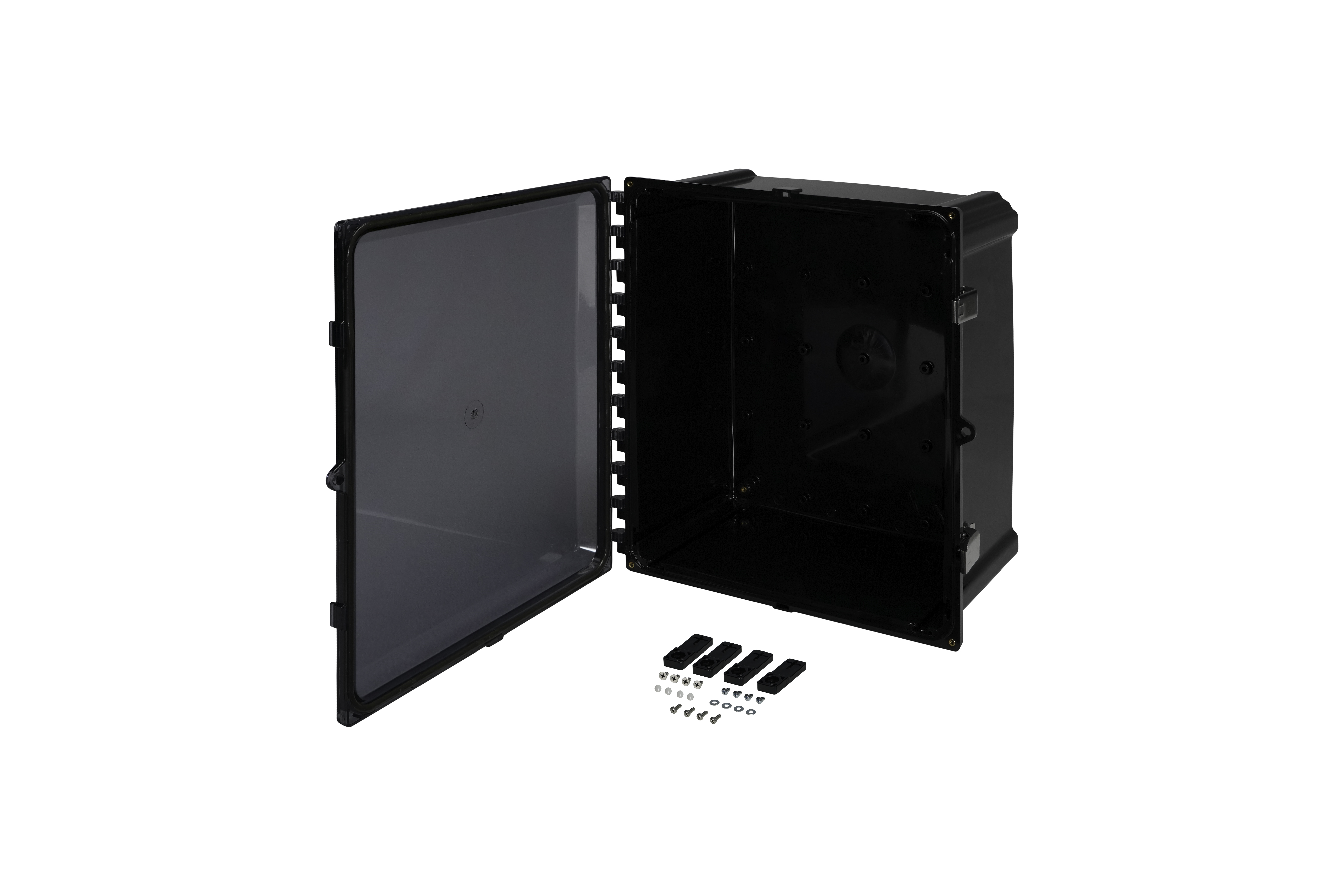 Polycarbonate Enclosure 16 x 14 x 8 Inches Heartland Black with Clear Cover with Stainless Steel Latches by AttaBox®